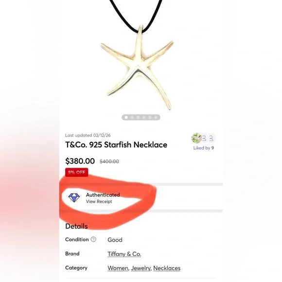 T&Co. 925 Starfish Necklace - Picture 7 of 7